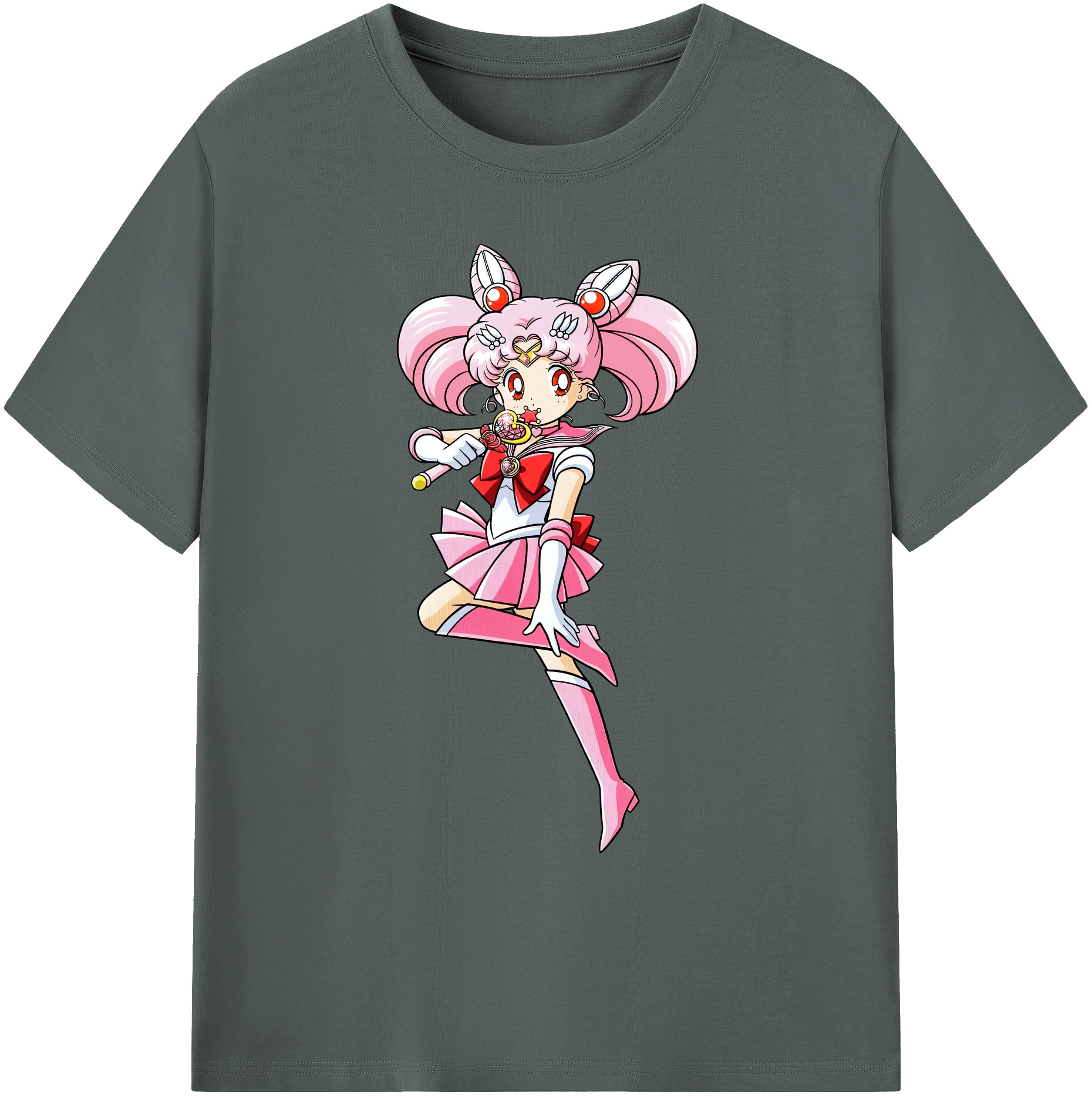 （画像用） 美少女戦士セーラームーン ちびうさ Sailor Moon Chibiusa Tsukino Usagi Small Lady Serenity 綿100％ メンズ半袖Tシャツ｜肌触りやわらか＆通気性